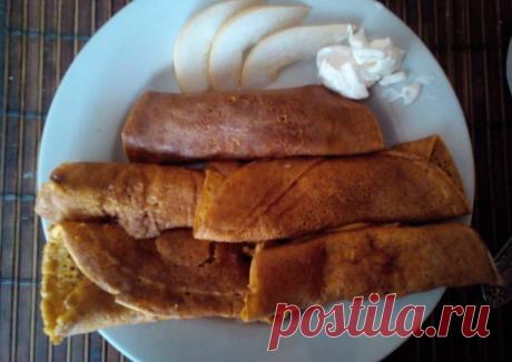 Тыквенные блины с грушевой начинкой Автор рецепта Anastasia Nikitina - Cookpad