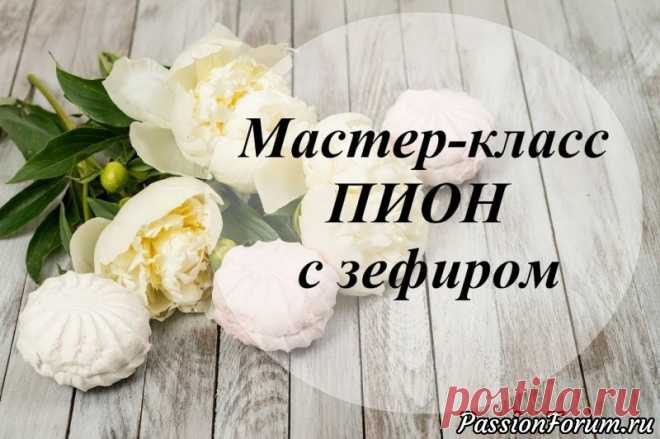Пион из бумаги с зефиром (подробный мастер-класс!) - Букеты из конфет