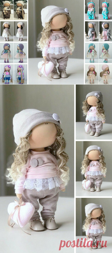 Nursery Doll Textile Doll Rag Doll Gray Doll Art Tilda Doll
