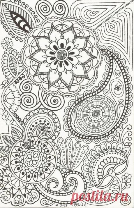 Henna-Inspired Doodle of Paisleys, Flowers, Swirls and Such
