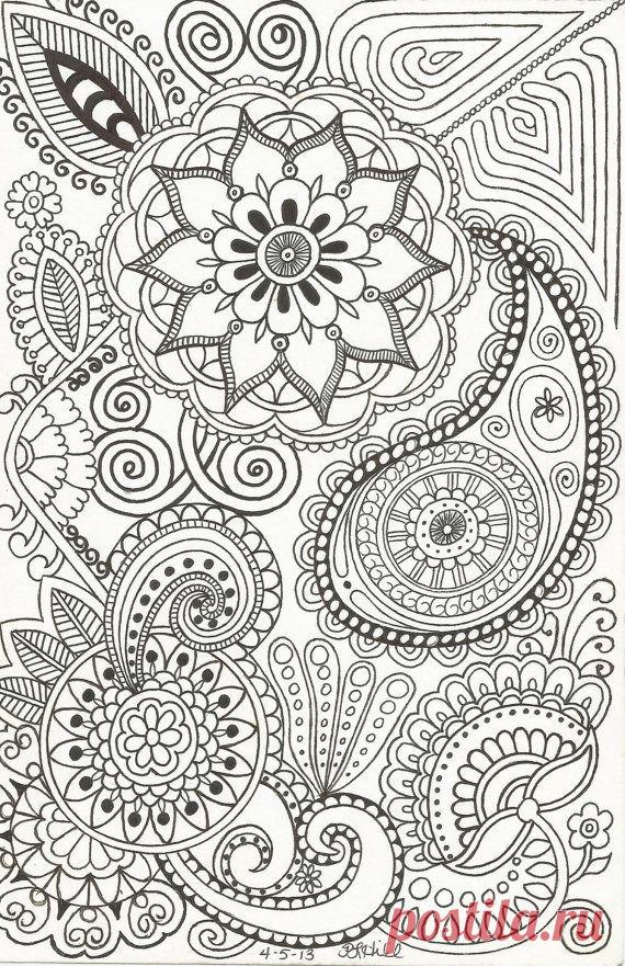 Henna-Inspired Doodle of Paisleys, Flowers, Swirls and Such