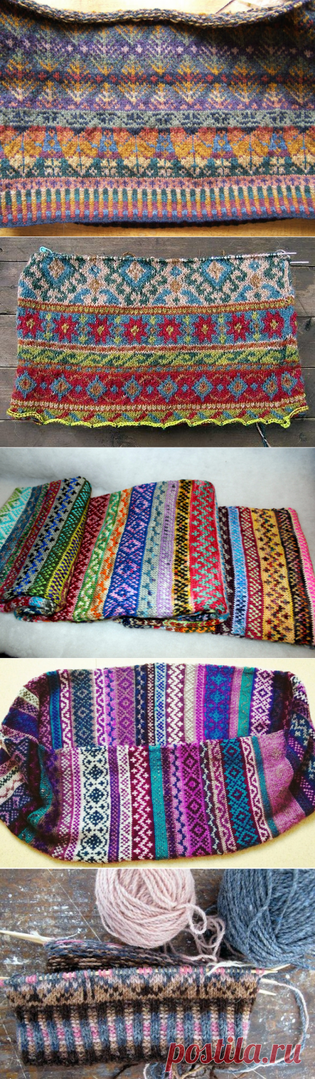 "Вязание в стиле Fair isle: снуды, шарфы, шапки..." (подборка + схемы) | Вязание для женщин спицами. Схемы вязания спицами