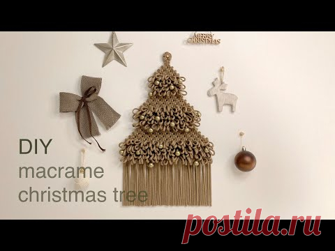 DIY | macrame christmas tree wall hanging | 마크라메 크리스마스 트리 월 행잉 - YouTube