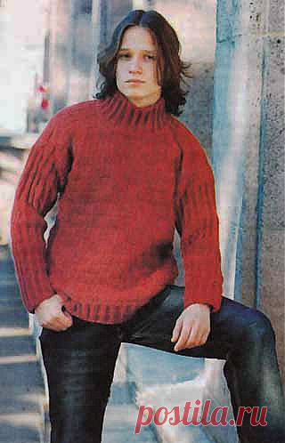 Свитер для подростка, связанный спицами. Модель с описанием + схема./Для детей/Вязание/Статьи / Шитье, вязание, рукоделие, бисероплетение