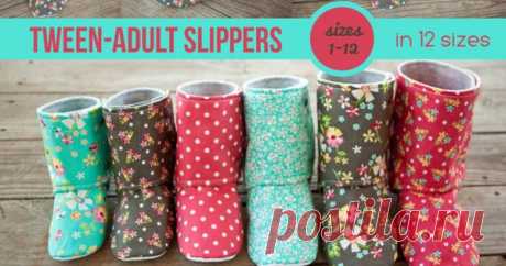Tween & Adult Slipper Pattern - pdf Sewing Pattern for Men&#39;s or Women&#39;s Slippers - Boot Pattern - DIY House Slippers - Kid Slippers Boots