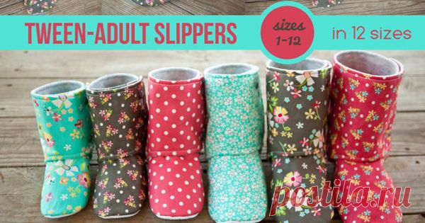 Tween & Adult Slipper Pattern - pdf Sewing Pattern for Men's or Women's Slippers - Boot Pattern - DIY House Slippers - Kid Slippers Boots