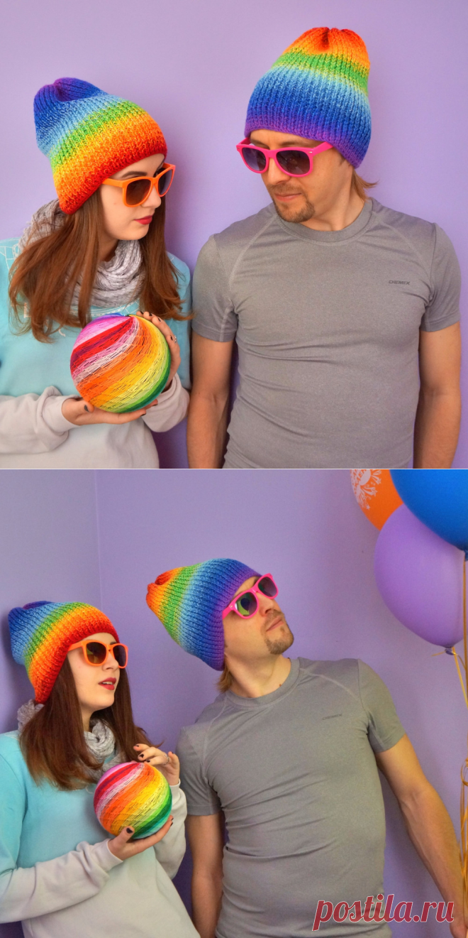 Купить мужскую разноцветную шапку в полоску Rainbow Collection | Mellroot