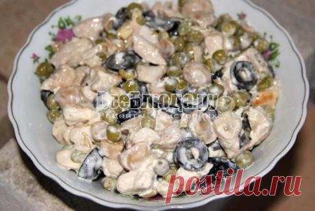 Слегка пикантный салат быстрого приготовления из куриной грудки, рецепт с фото | Все Блюда