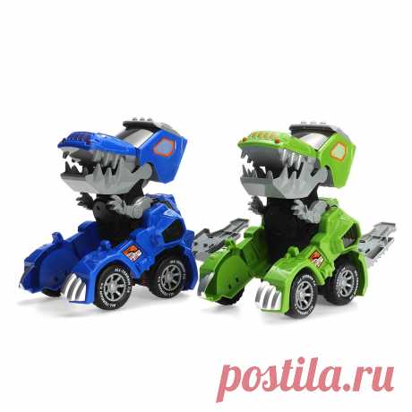 Electric deform dinosaur automatically turn car toy with music flashing led lights for kids gift collection Sale - Banggood.com