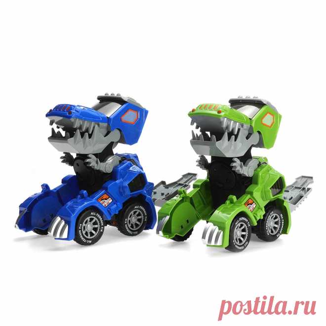 Electric deform dinosaur automatically turn car toy with music flashing led lights for kids gift collection Sale - Banggood.com