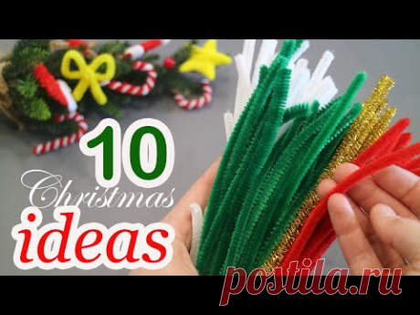 🔴🟢⚪10 IDEAS🔴🟢⚪ for CHRISTMAS made from pipe cleaner