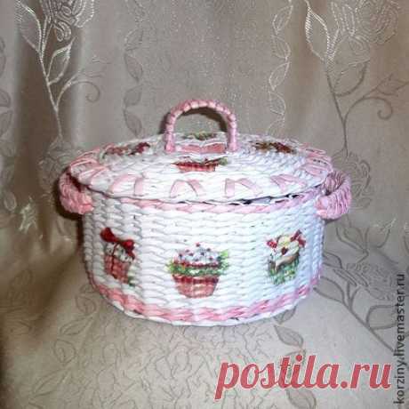 Корзина-конфетница - корзина,корзинка,плетение из газет,плетение из бумаги