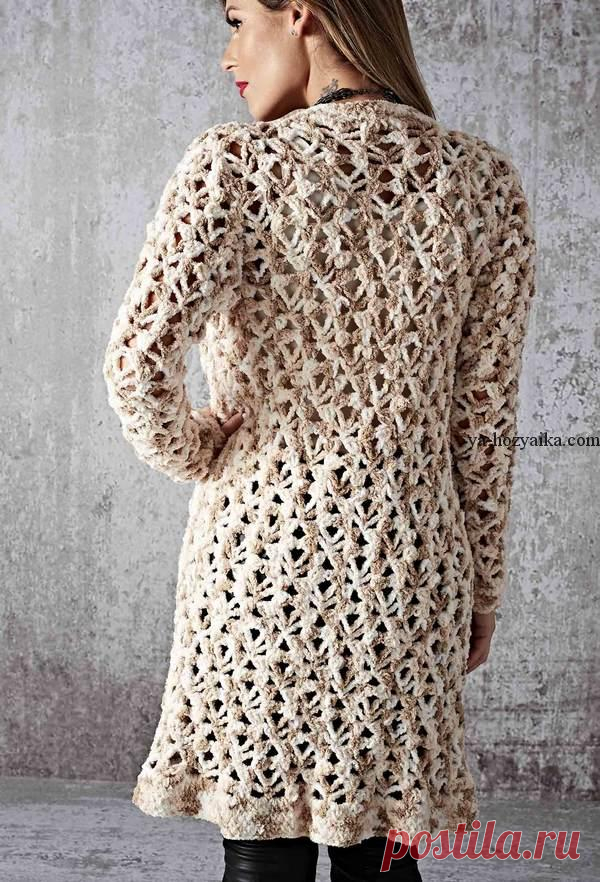 Кардиган крючком. Связать удлиненный кардиган крючком