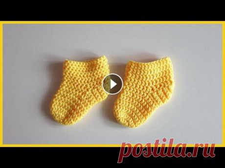 Носочки крючком для новорожденных. Вязание крючком / Crochet socks for newbornsРада приветствовать вас на своем канале. Вязаные тапочки крючком.В данн...