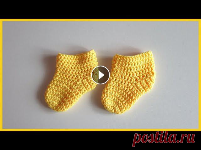 Носочки крючком для новорожденных. Вязание крючком / Crochet socks for newbornsРада приветствовать вас на своем канале. Вязаные тапочки крючком.В данн...