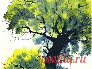 Как нарисовать дерево акварелью - Ярмарка Мастеров - ручная работа, handmade
