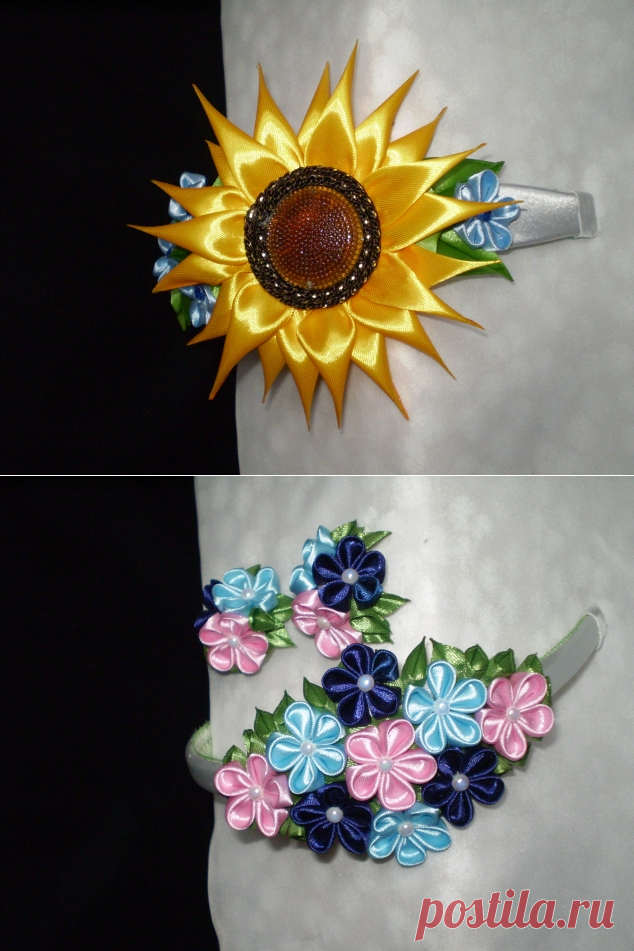 обручи из ткани и атласных лент