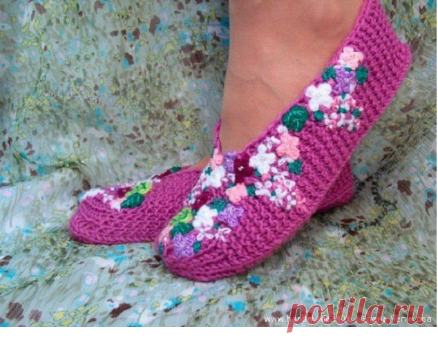 тапочки-туфельки спицами