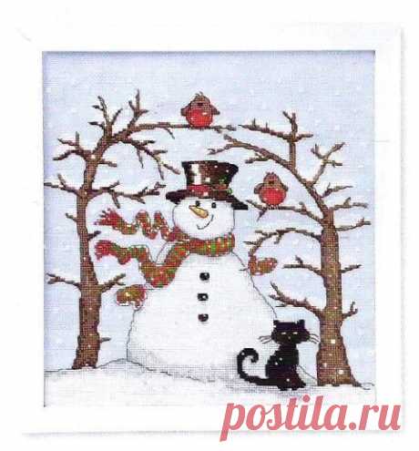Снеговик .Вышивка крестом.