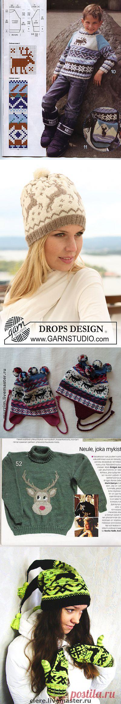 Норвежские узоры с оленями ( схемы + идеи)..