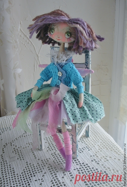 Купить Милада - бирюзовый, лиловый, розовый, кукла ручной работы, подарок на любой случай