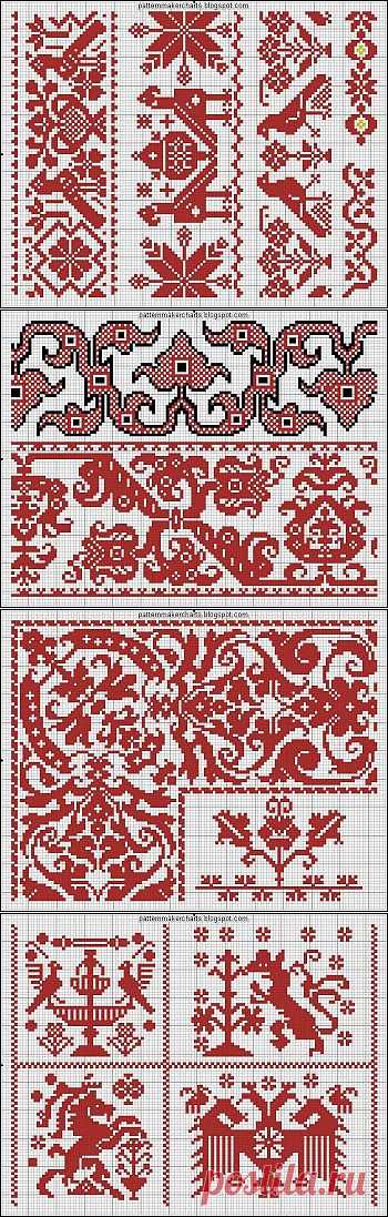 Узоры для вышивки и вязания.