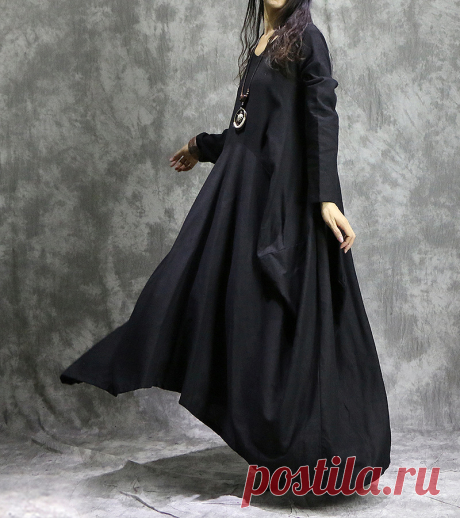 Для женщин осень хлопок белье Нерегулярные V Средства ухода за кожей Шеи Сплошной Цвет халат платье дамы Винтаж Ретро свободное платье Женский Платья для женщин купить на AliExpress