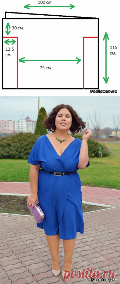 Шьем платье-халат за час. Пойдет и дамам с пышными формами. Мастер-класс.