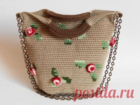 3D Roses bag crochet pattern by Chabepatterns
