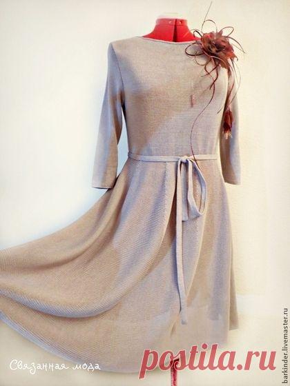 Вязаное шёлковое платье "Женский каприз" - чёрно-белый,платье,платье летнее