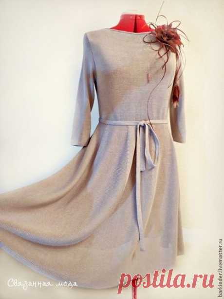 Вязаное шёлковое платье &quot;Женский каприз&quot; - чёрно-белый,платье,платье летнее