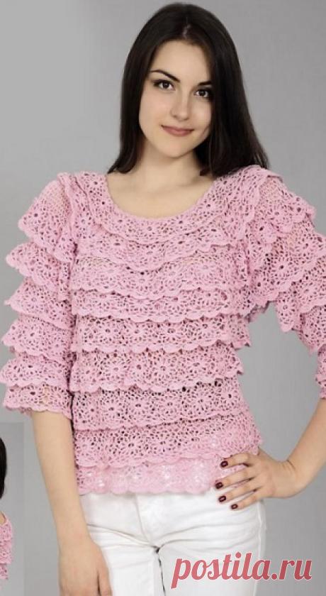 Кофта с оборками крючком