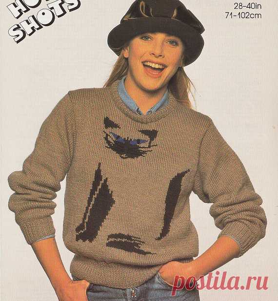 vintage siamese cat knitting pattern sweater jumper for women or men adults dk This is a PDF file containing a copy of the patterns for a gorgeous Siamese cat sweater.    The sweater is knit in DK yarn and cover sizes 71-102cm/28-40 inches.    The file will be available for instant download once payment is received.    Thanks very much for looking.