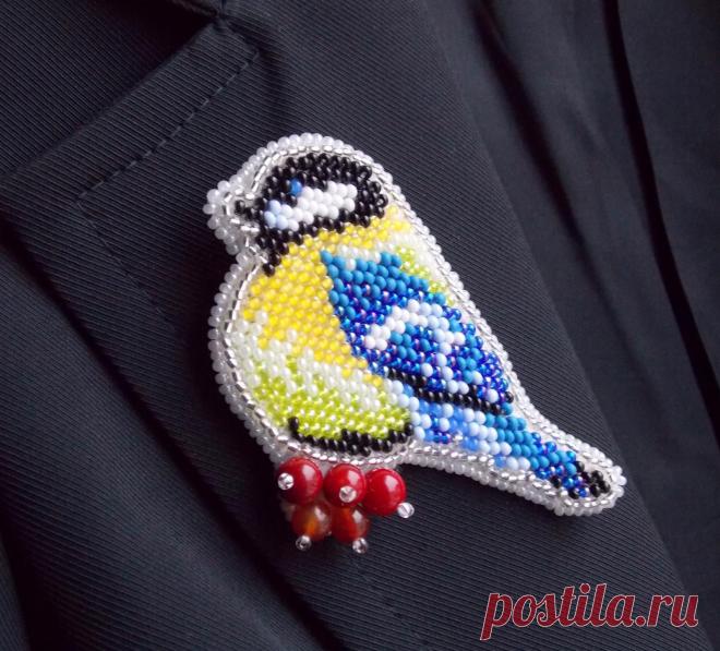 Брошь "Синичка" | biser.info - всё о бисере и бисерном творчестве