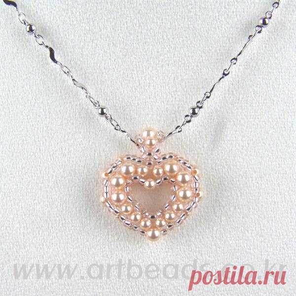 Кулон сердце из бисера своими руками