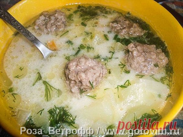 Суп с фрикадельками и плавленым сыром