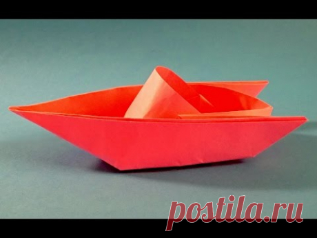 Как сделать катер из бумаги  Оригами катер из бумаги Origami boat