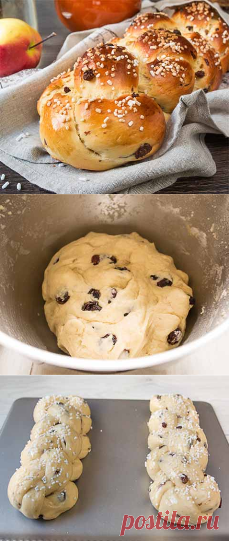 Плетеная булка с изюмом