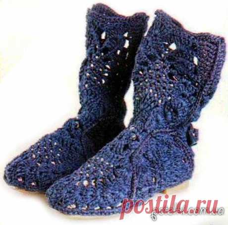 Ажурные сапожки крючком. Описание, схема