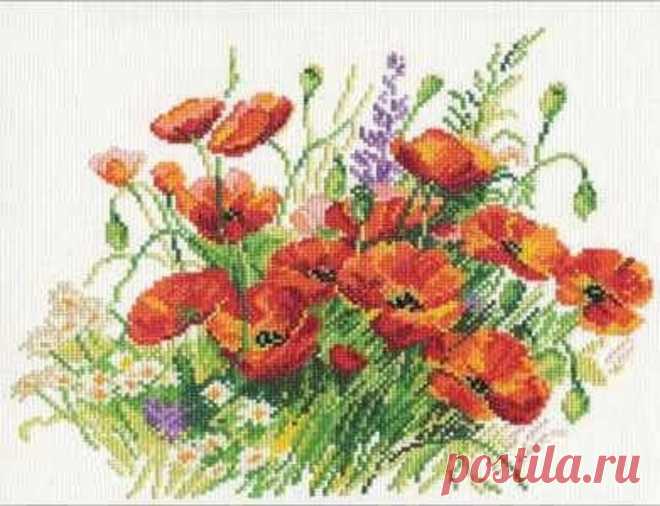 Cross Stitch Kit Poppies Bouquet Floral Hand Embroidery | Etsy