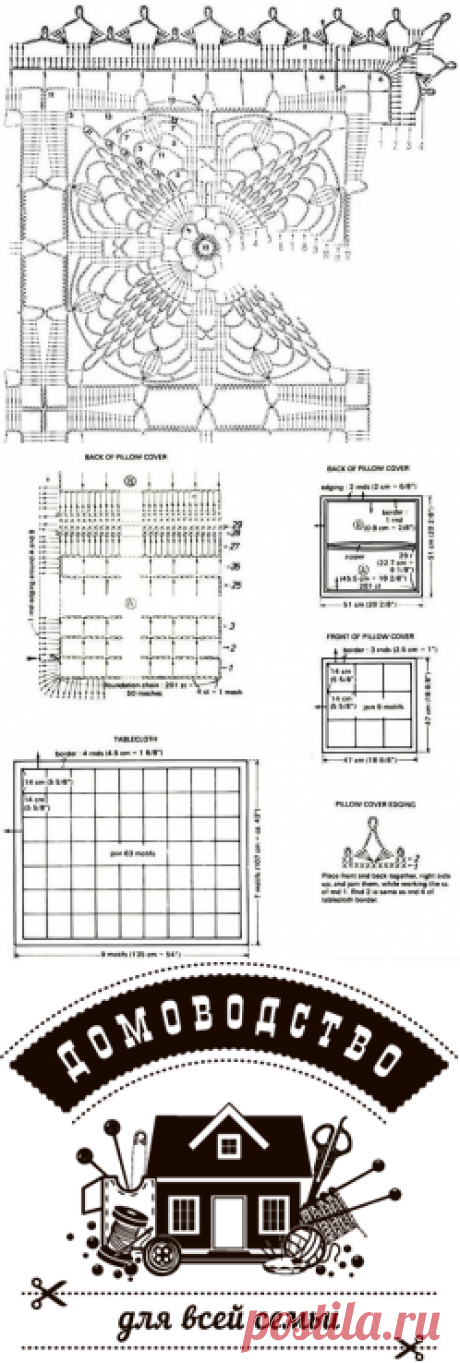 Скатерть крючком для прямоугольного стола схема. Скатерть прямоугольная | Домоводство для всей семьи.