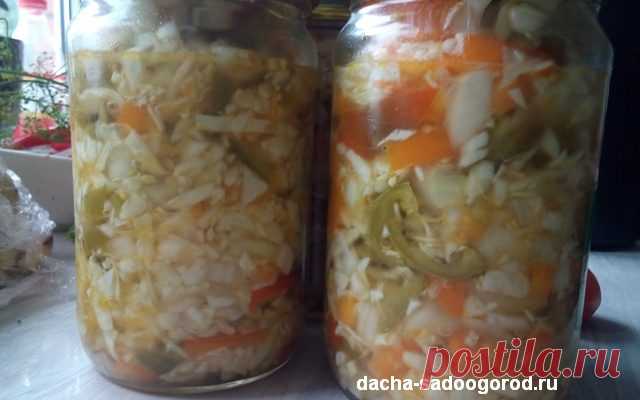 Овощной салат на зиму из капусты,помидор,болгарского перца...Очень вкусно!