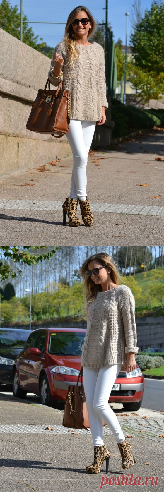 пуловер спицами