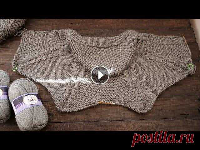Пальто реглан от капюшона спицами Raglan coat knitting pattern Размер: 8-10 лет (как вязать на другие размеры смотрите на видео) Ширина регланной лини...
