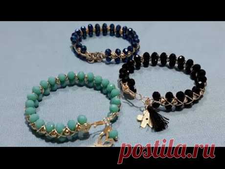 Pulsera Hecha Con Cristal Y Alambre