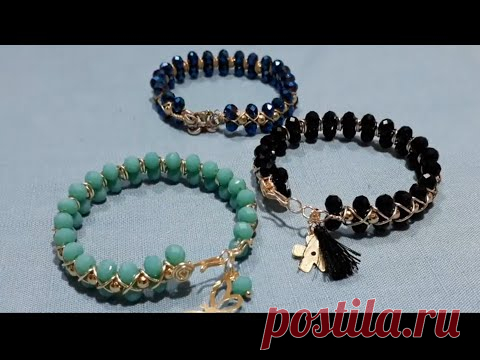 Pulsera Hecha Con Cristal Y Alambre