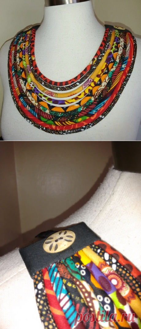 African Fabric Multi Cord Ethnic Necklace от paintedthreads2