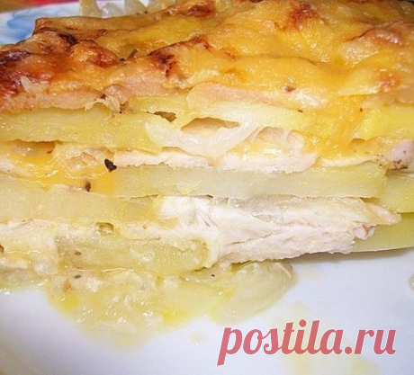 Картофельная запеканка с курицей и сыром (по-французски)
