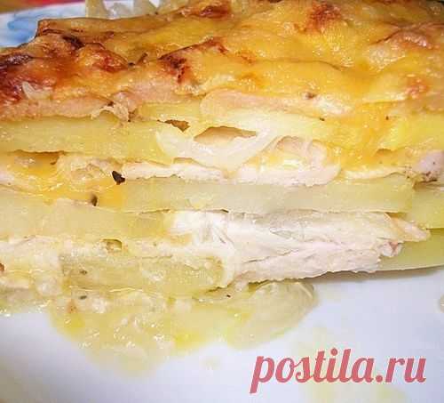 Картофельная запеканка с курицей и сыром (по-французски)