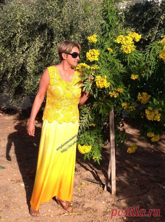 Вязаный топ в технике ирландского кружева со схемами - вязание крючком на kru4ok.ru